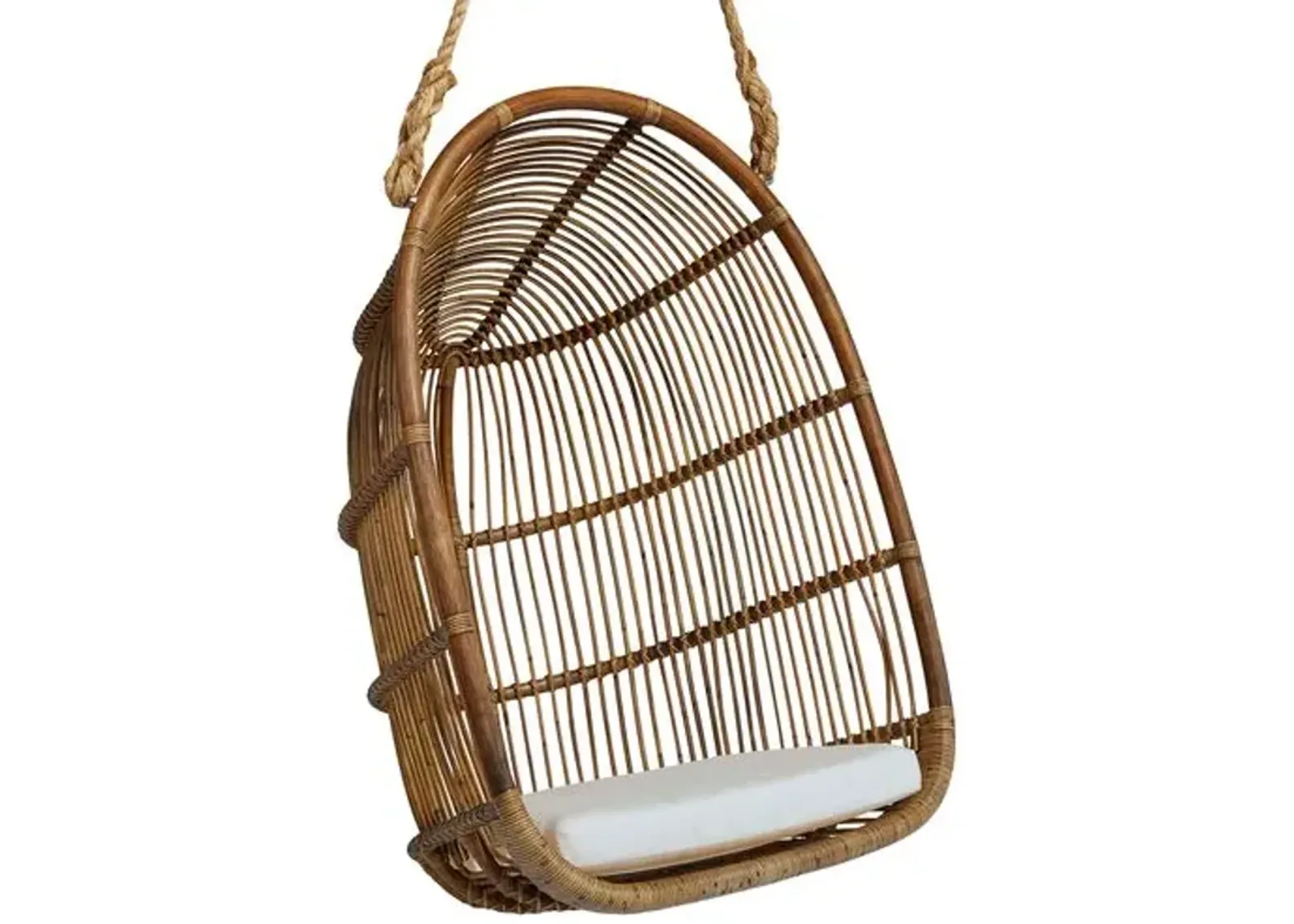 Renoir Rattan Hanging Swing Chair - Antique/White - Sika Design - Brown