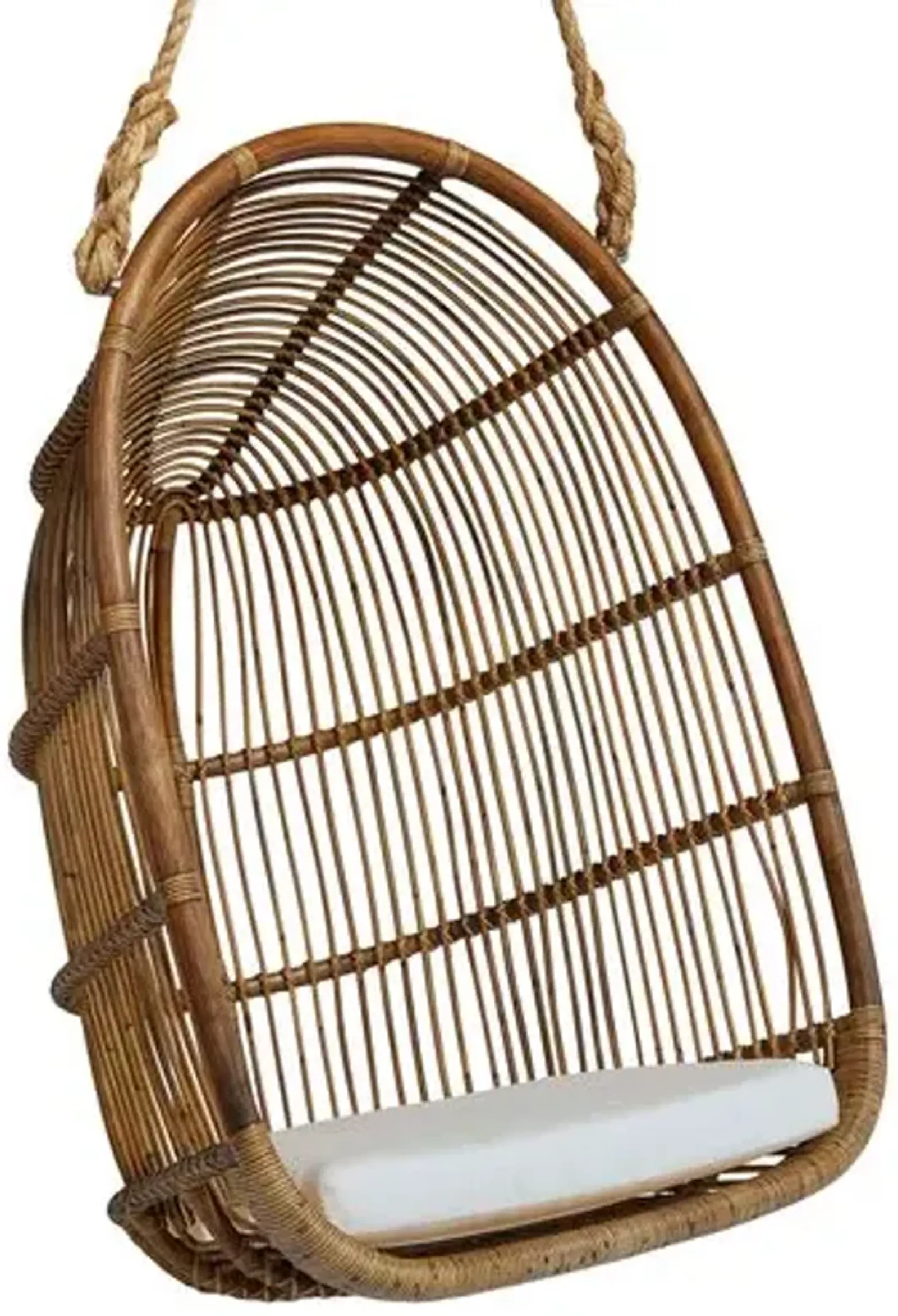 Renoir Rattan Hanging Swing Chair - Antique/White - Sika Design - Brown