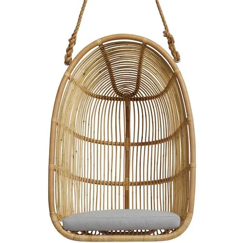 Renoir Rattan Hanging Swing Chair - Natural/Seagull Grey - Sika Design - Brown