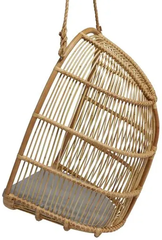 Renoir Rattan Hanging Swing Chair - Natural/Seagull Grey - Sika Design - Brown