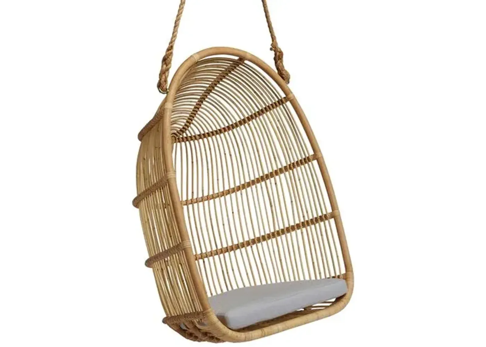 Renoir Rattan Hanging Swing Chair - Natural/Seagull Grey - Sika Design - Brown