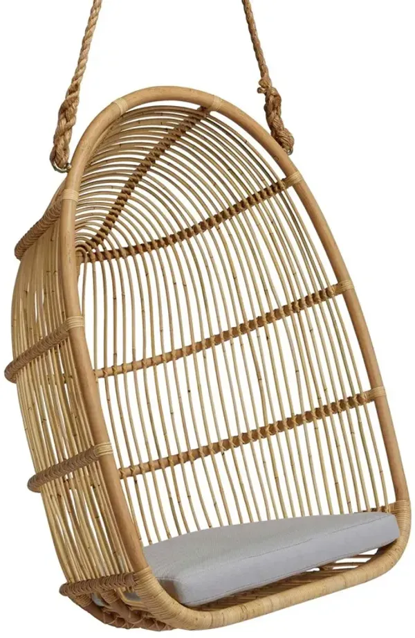 Renoir Rattan Hanging Swing Chair, Natural/Seagull Grey
