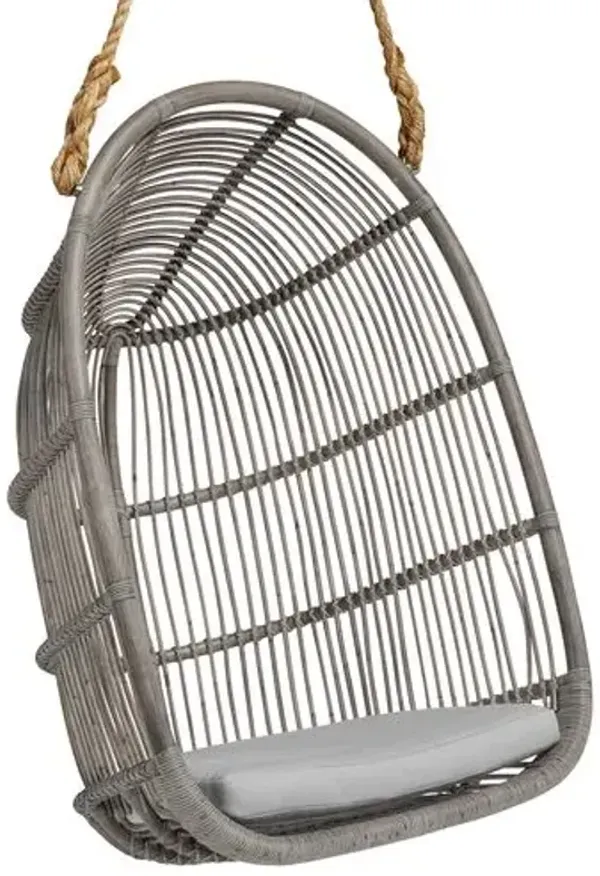 Renoir Rattan Hanging Swing Chair - Taupe Grey/Seagull Grey - Sika Design - Gray