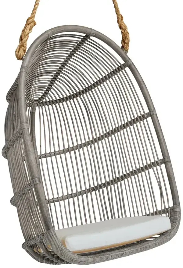 Renoir Rattan Hanging Swing Chair, Taupe Grey/White