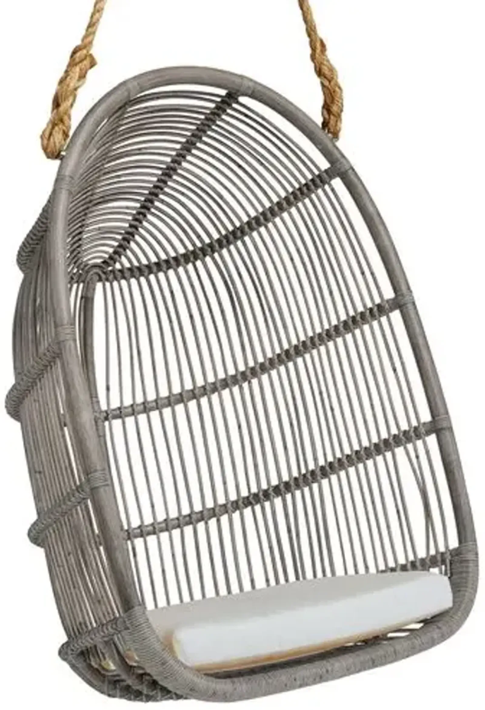 Renoir Rattan Hanging Swing Chair - Taupe Grey/White - Sika Design - Gray