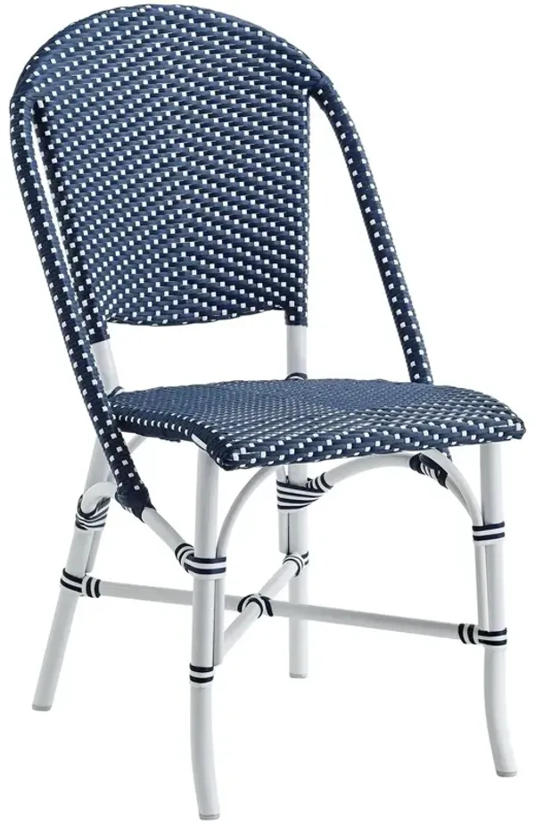 Sofie Outdoor Bistro Chair, White/Navy