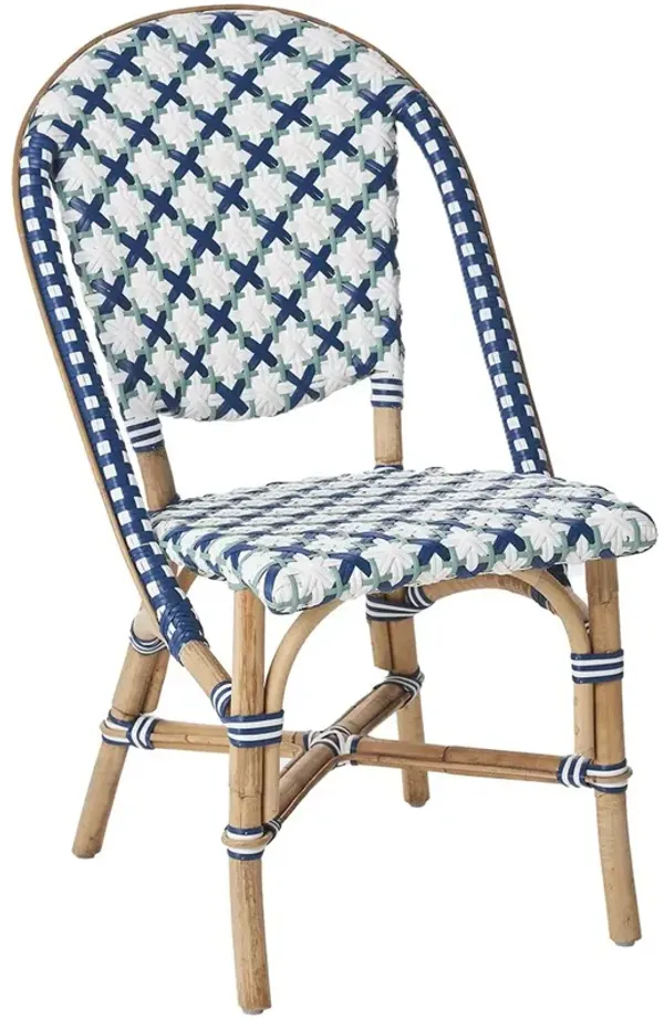 Sofie Rattan Side Chair, Blue/Green/White