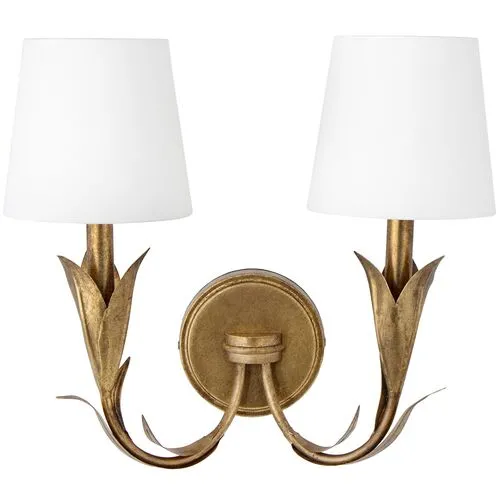 River Reed Double Wall Sconce - Regina Andrew - Gold