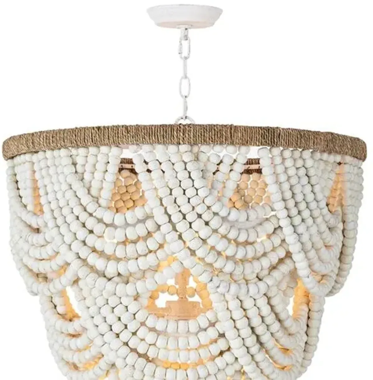 Lorelei Wood Bead Chandelier - White - Regina Andrew