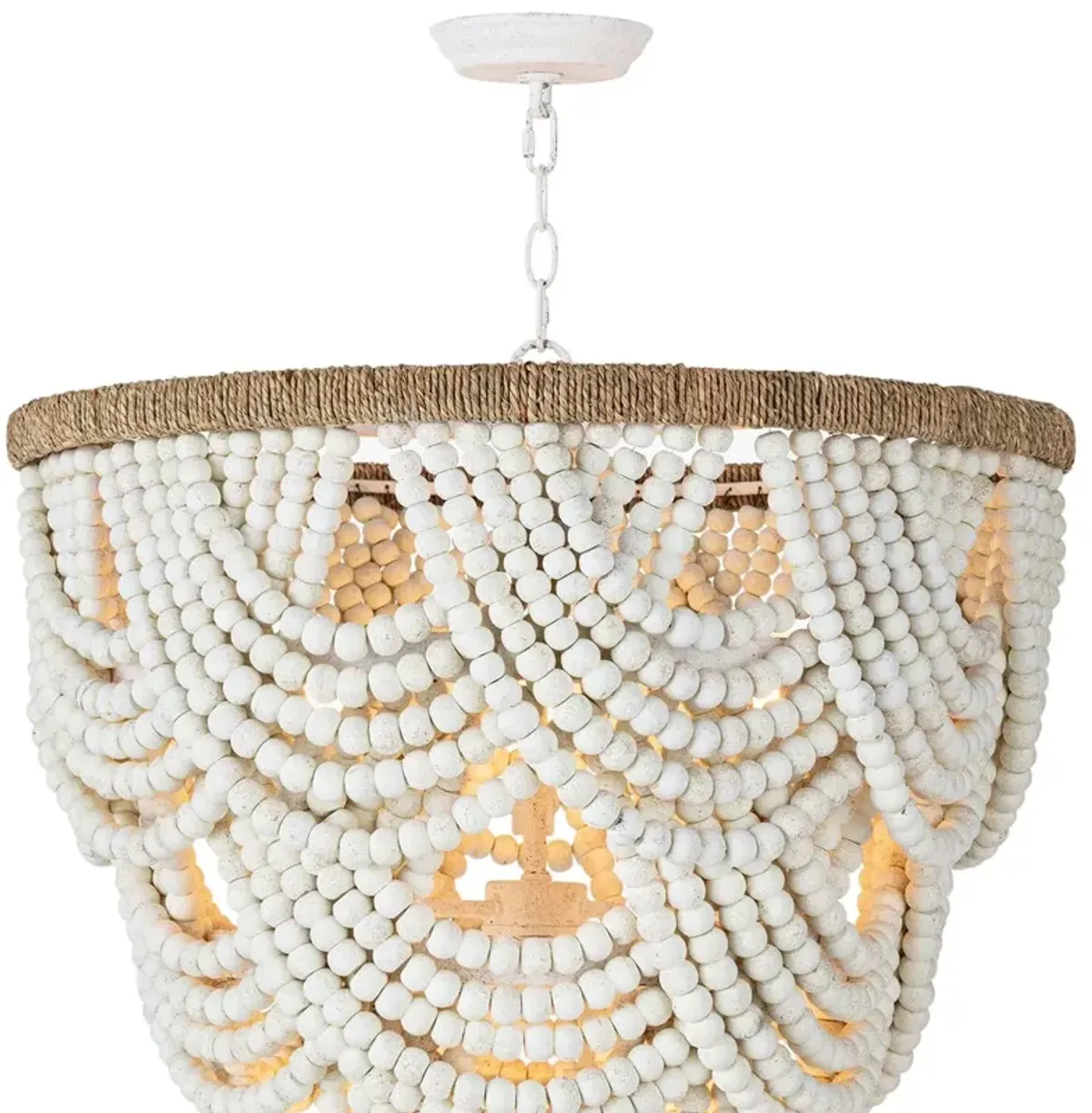 Lorelei Wood Bead Chandelier - White - Regina Andrew