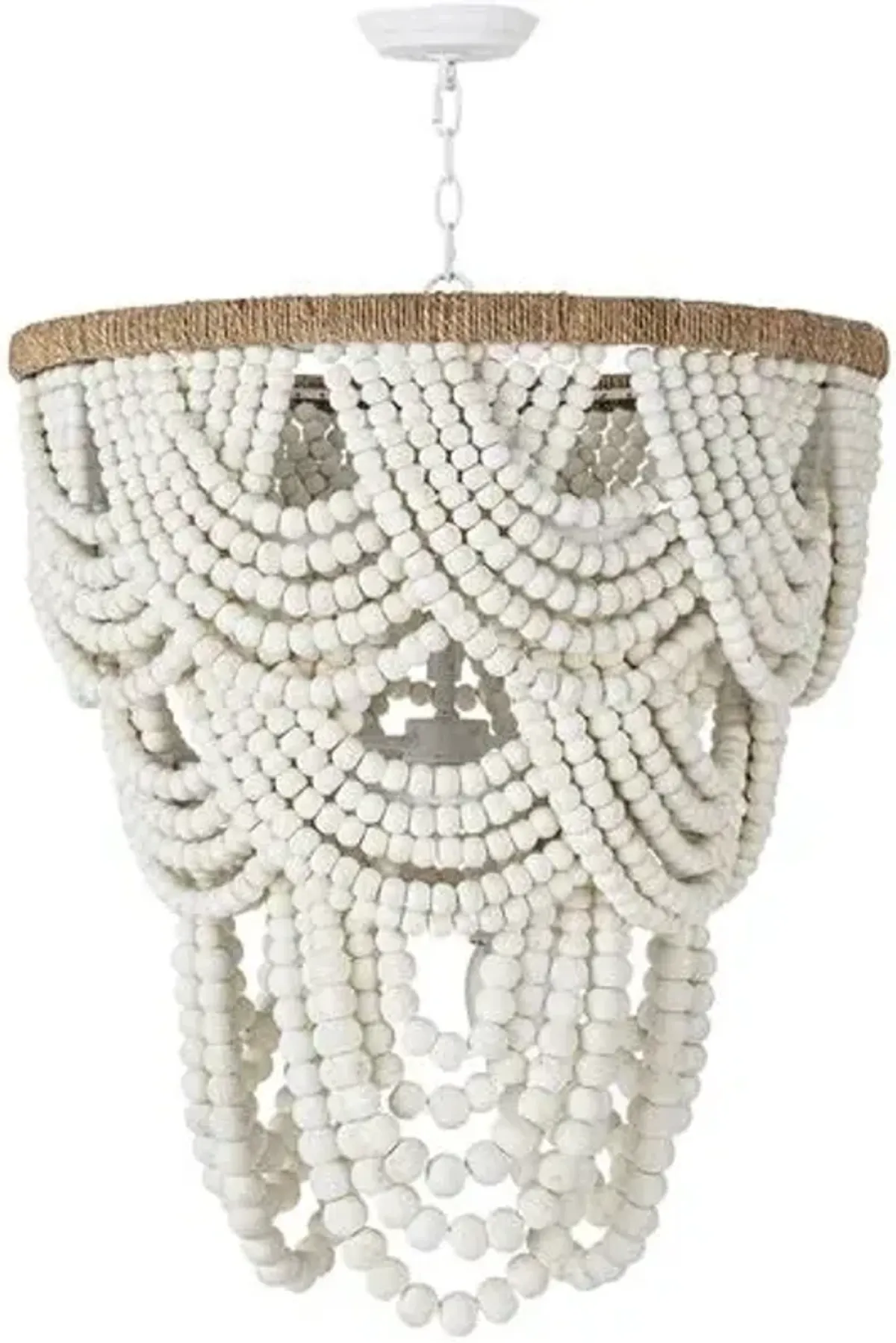 Lorelei Wood Bead Chandelier - White - Regina Andrew