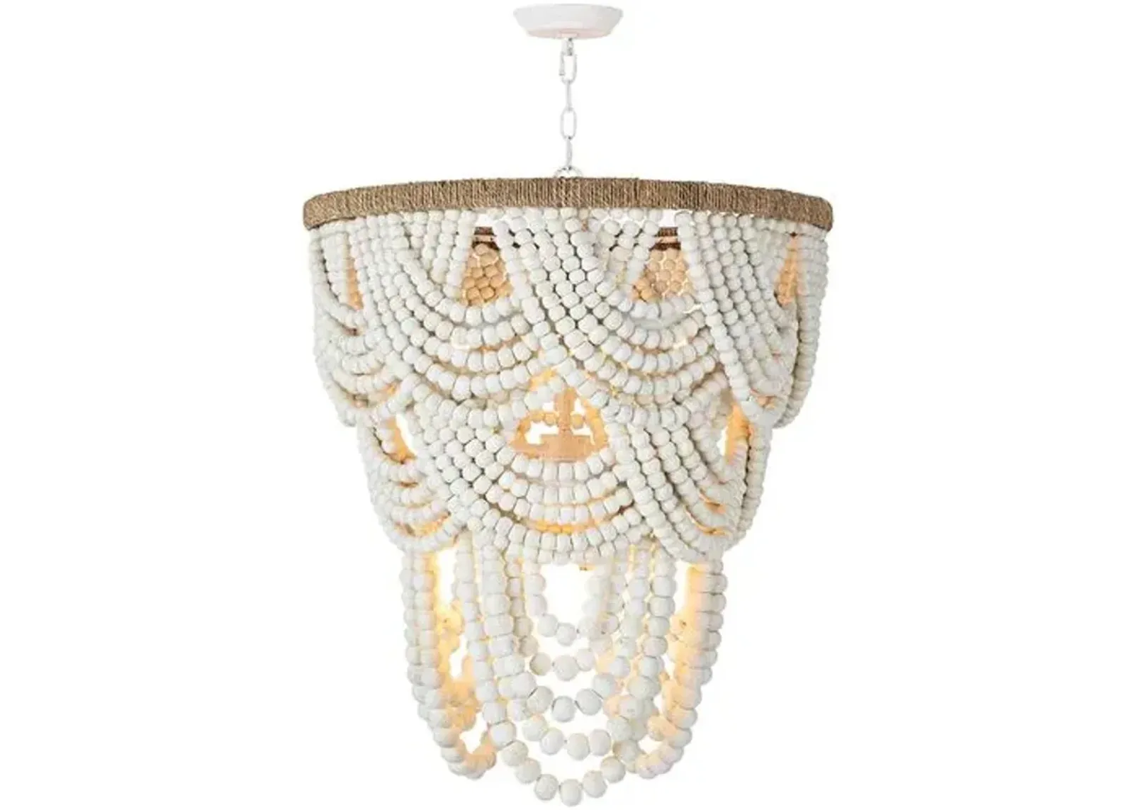 Lorelei Wood Bead Chandelier - White - Regina Andrew