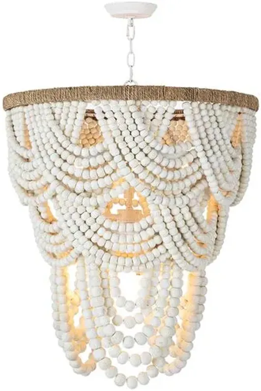 Lorelei Wood Bead Chandelier - White - Regina Andrew