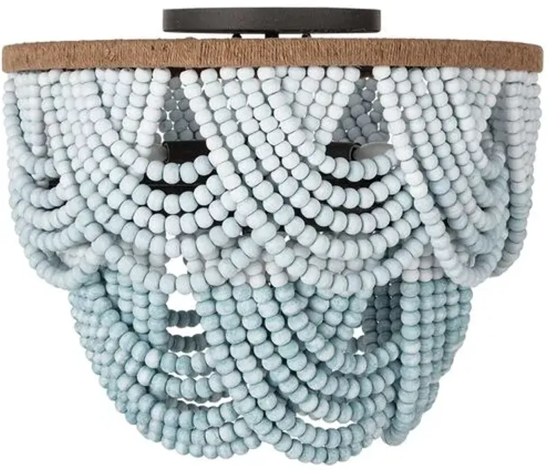 Coastal Living Lorelei Wood Beaded Flush Mount - Regina Andrew - Blue