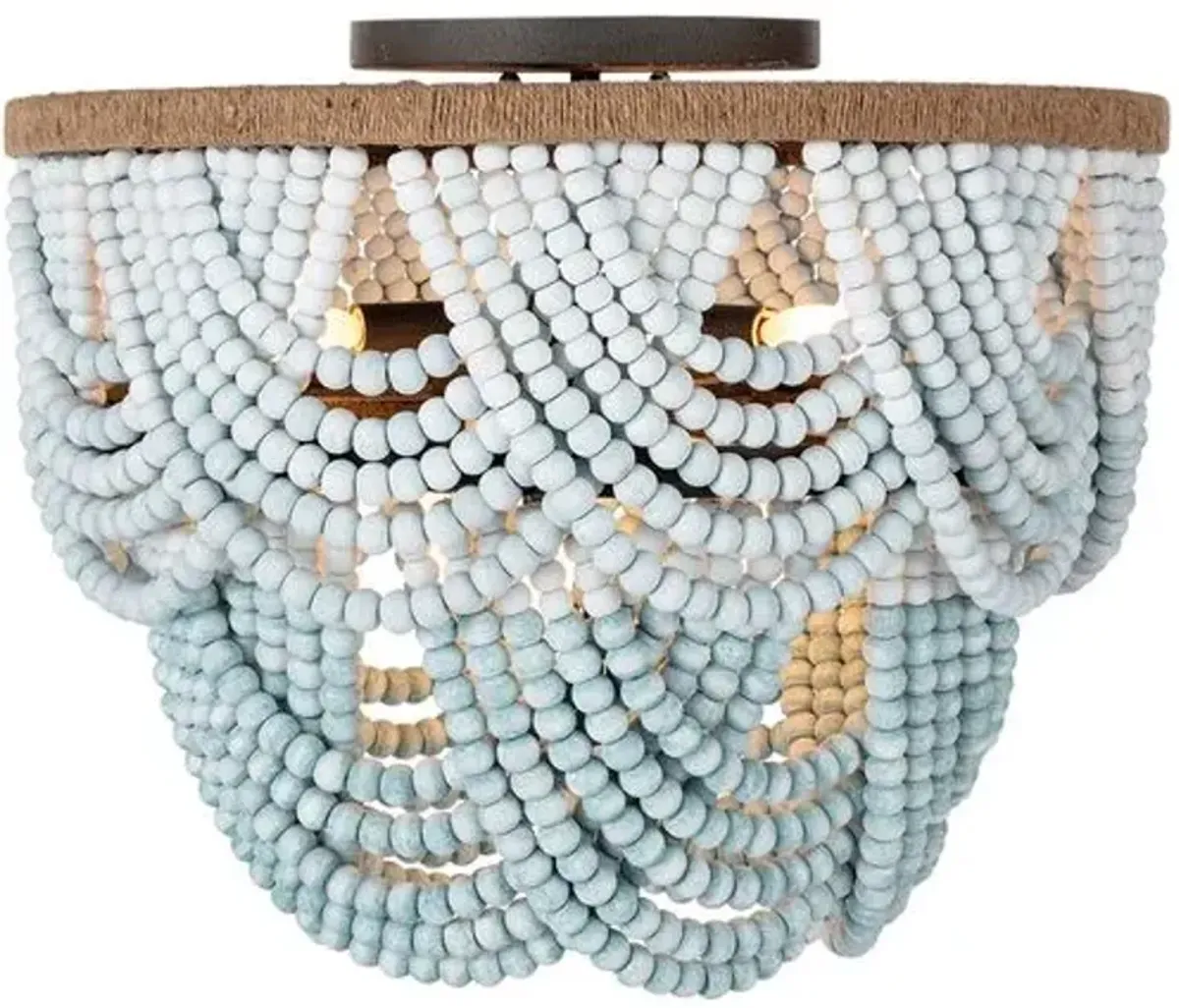 Coastal Living Lorelei Wood Beaded Flush Mount - Regina Andrew - Blue