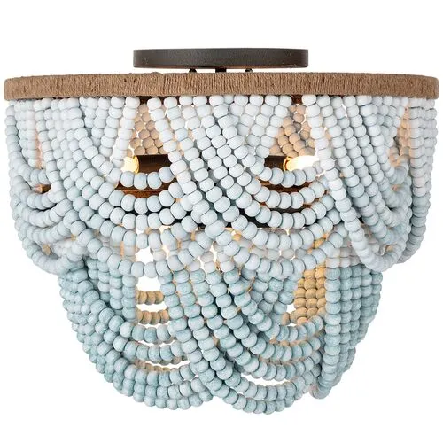 Coastal Living Lorelei Wood Beaded Flush Mount - Regina Andrew - Blue