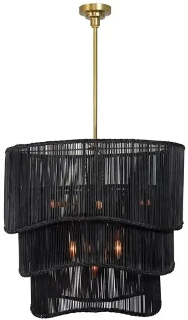 Nimes 3-Tier Rattan Chandelier - Regina Andrew - Black