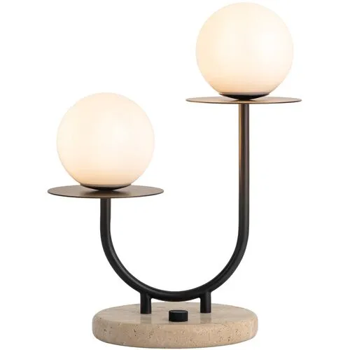 Scout Modern Globe Table Lamp - Bronze/Travertine - Tulsi Home - Brown