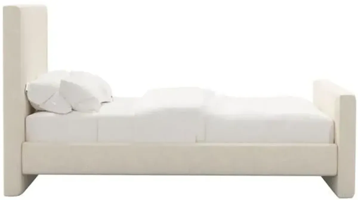 Lenora Platform Bed - Linen - Ivory, Upholstered, Comfortable & Durable