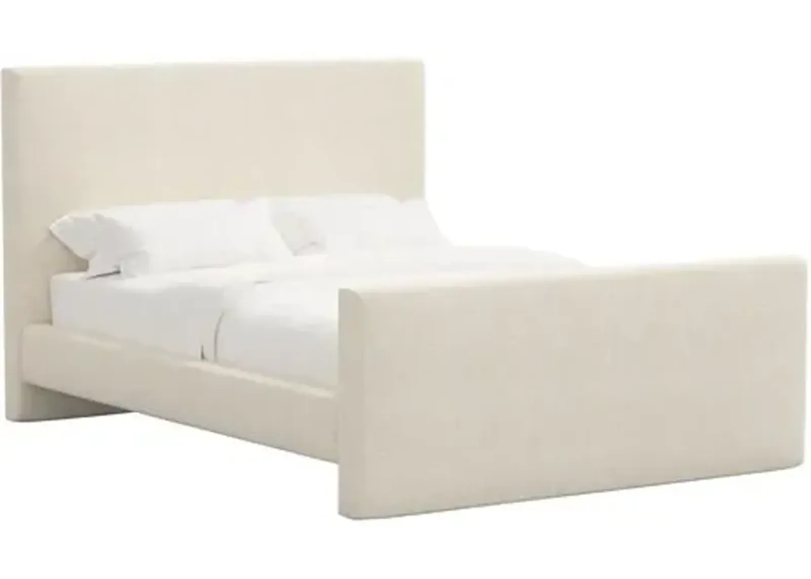 Lenora Platform Bed - Linen - Ivory, Upholstered, Comfortable & Durable