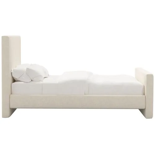 Lenora Platform Bed - Linen - Ivory, Upholstered, Comfortable & Durable