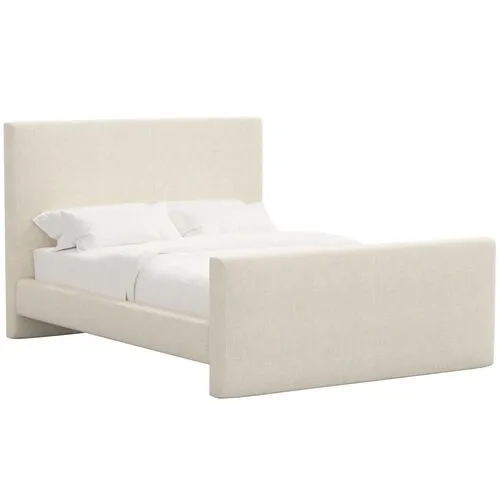 Lenora Platform Bed - Linen - Ivory, Upholstered, Comfortable & Durable
