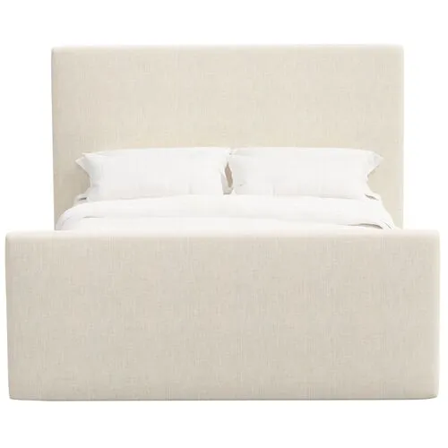 Lenora Platform Bed - Linen - Ivory, Upholstered, Comfortable & Durable