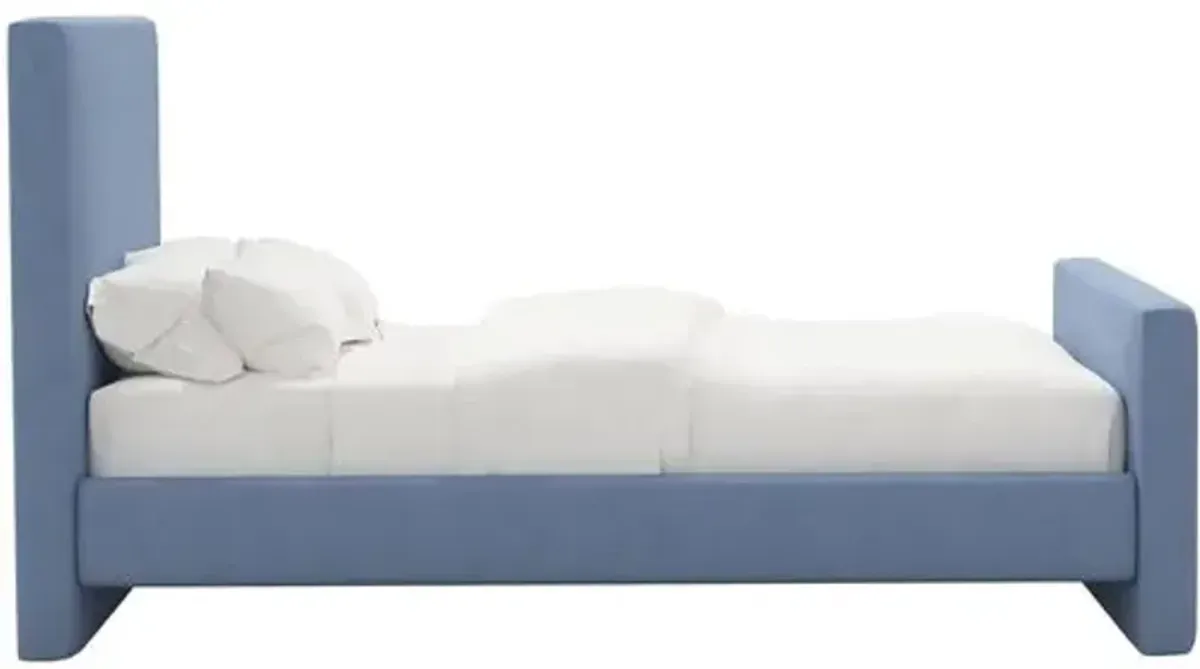 Lenora Platform Bed - Linen - Blue, Upholstered, Comfortable & Durable