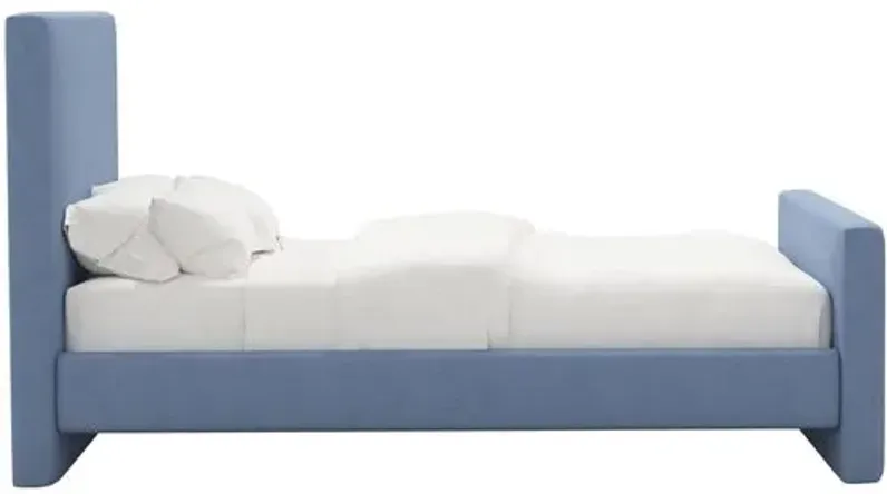 Lenora Platform Bed - Linen - Blue, Upholstered, Comfortable & Durable