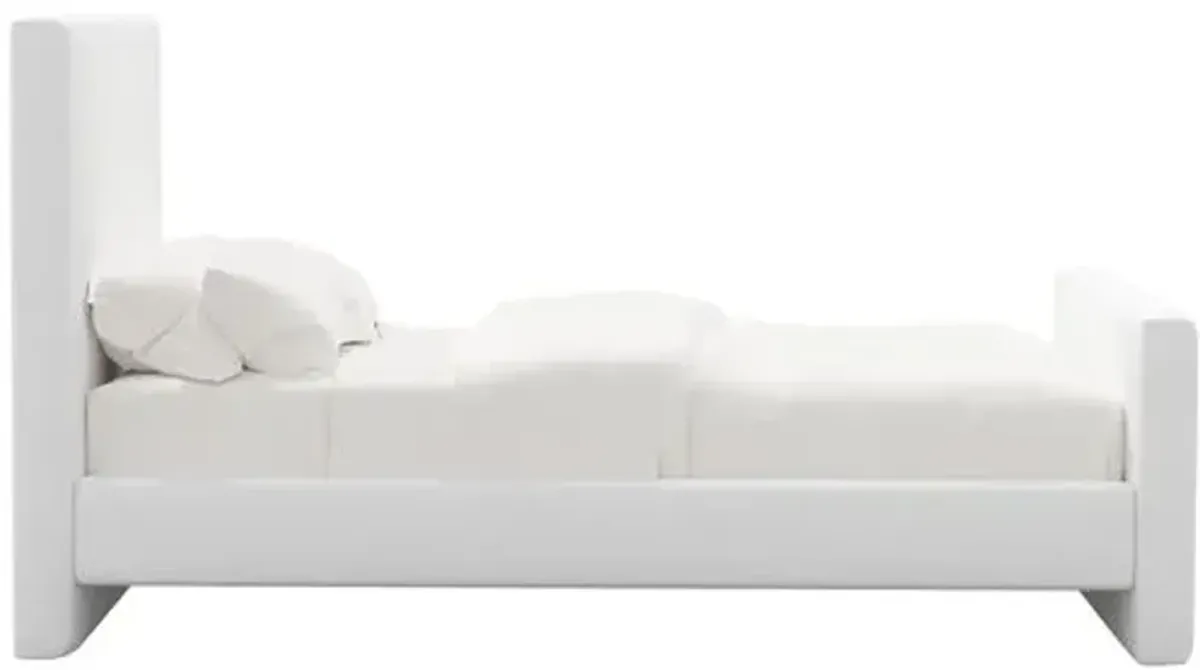 Lenora Platform Bed - Linen - White, Upholstered, Comfortable & Durable