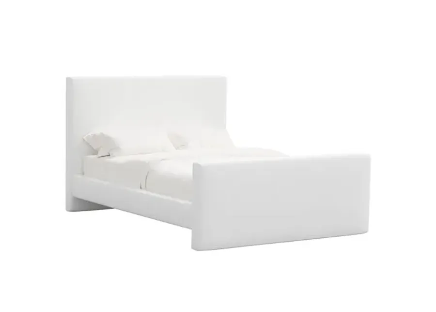 Lenora Platform Bed - Linen - White, Upholstered, Comfortable & Durable