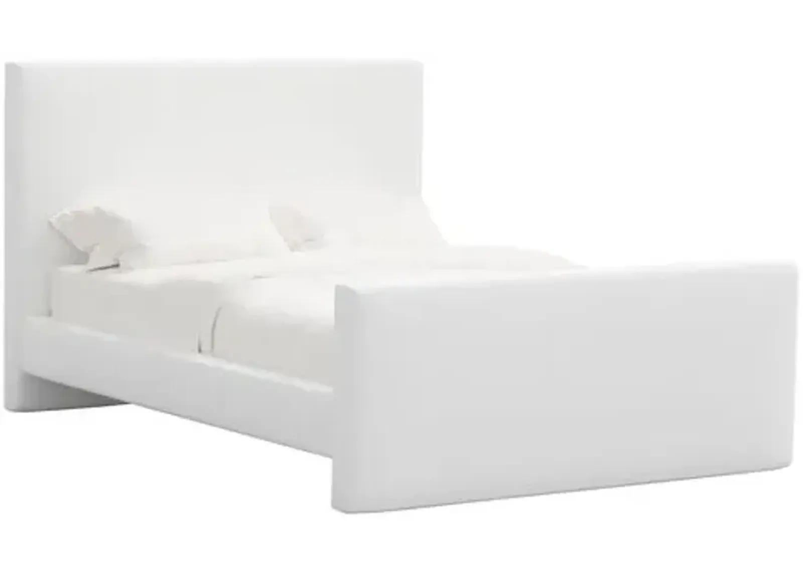 Lenora Platform Bed - Linen - White, Upholstered, Comfortable & Durable