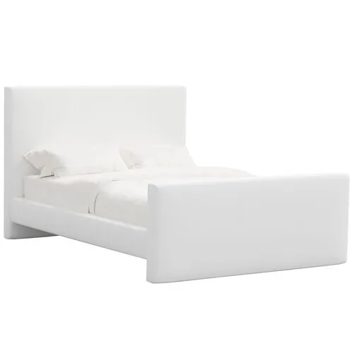 Lenora Platform Bed - Linen - White, Upholstered, Comfortable & Durable