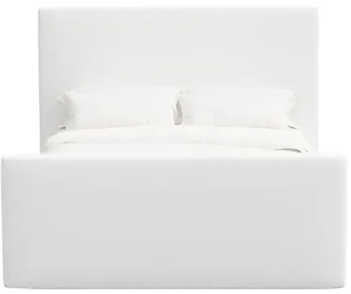 Lenora Platform Bed - Linen - White, Upholstered, Comfortable & Durable