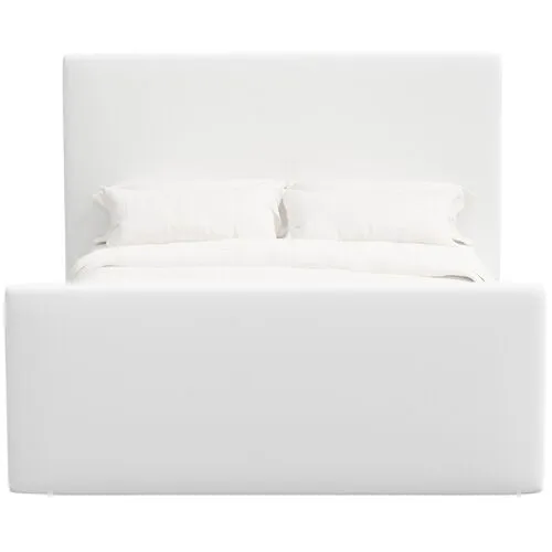 Lenora Platform Bed - Linen - White, Upholstered, Comfortable & Durable