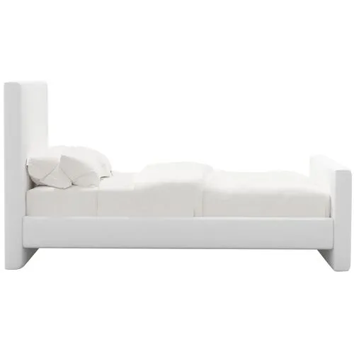 Lenora Platform Bed - Linen - White, Upholstered, Comfortable & Durable