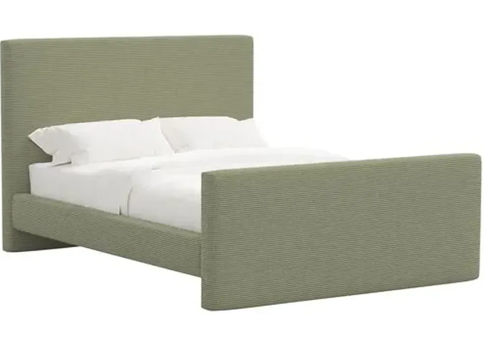 Lenora Platform Bed - Houndstooth Avocado - Green, Upholstered, Comfortable & Durable