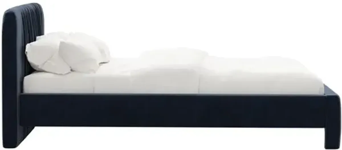 Juniper Platform Bed - Velvet - Blue, Upholstered, Comfortable & Durable