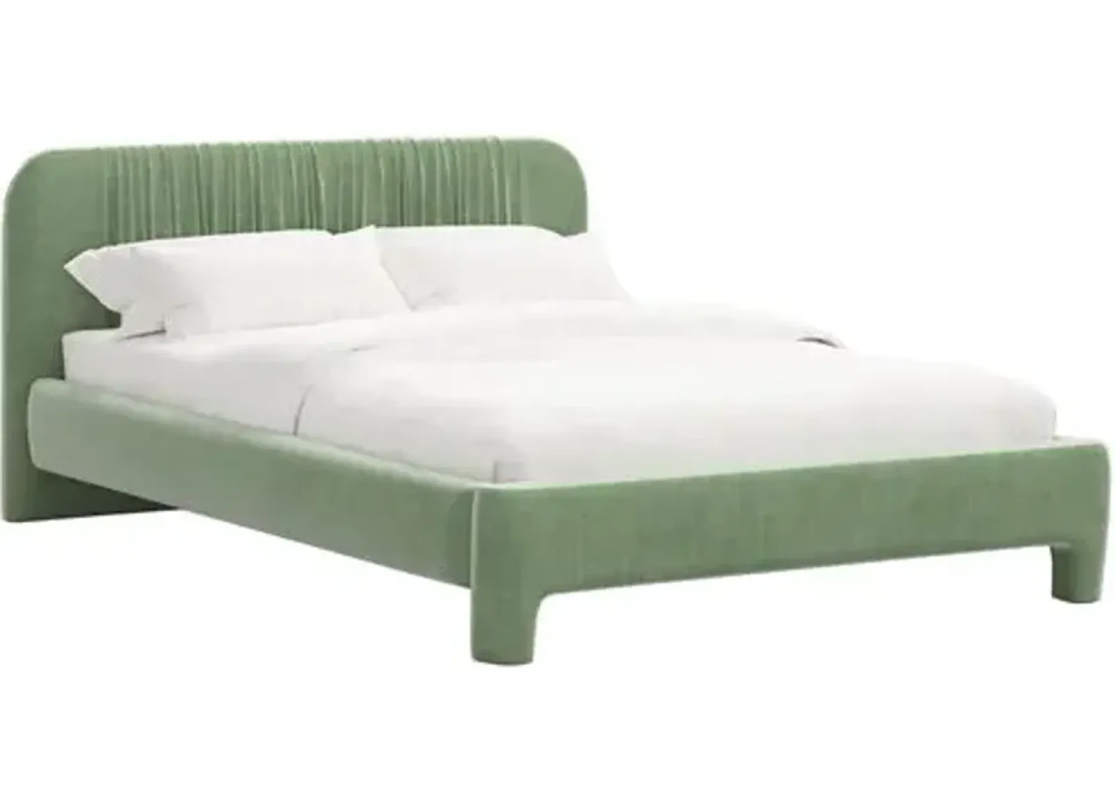 Juniper Platform Bed - Velvet - Blue, Upholstered, Comfortable & Durable