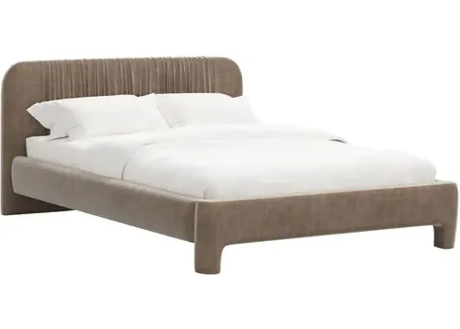 Juniper Platform Bed - Velvet - Brown, Upholstered, Comfortable & Durable