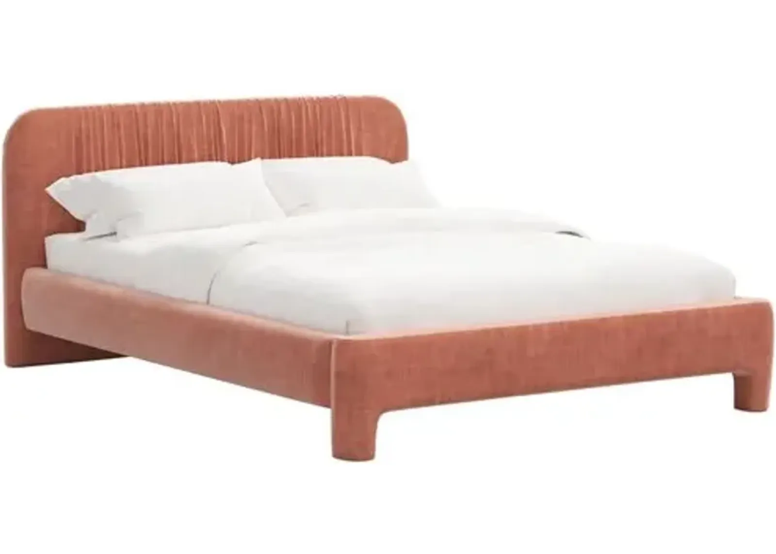 Juniper Platform Bed - Velvet - Pink, Upholstered, Comfortable & Durable