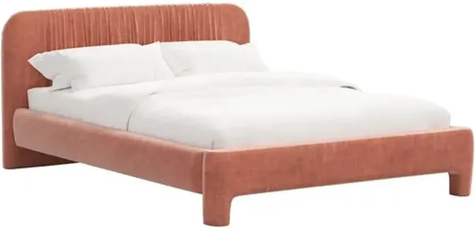 Juniper Platform Bed - Velvet - Pink, Upholstered, Comfortable & Durable