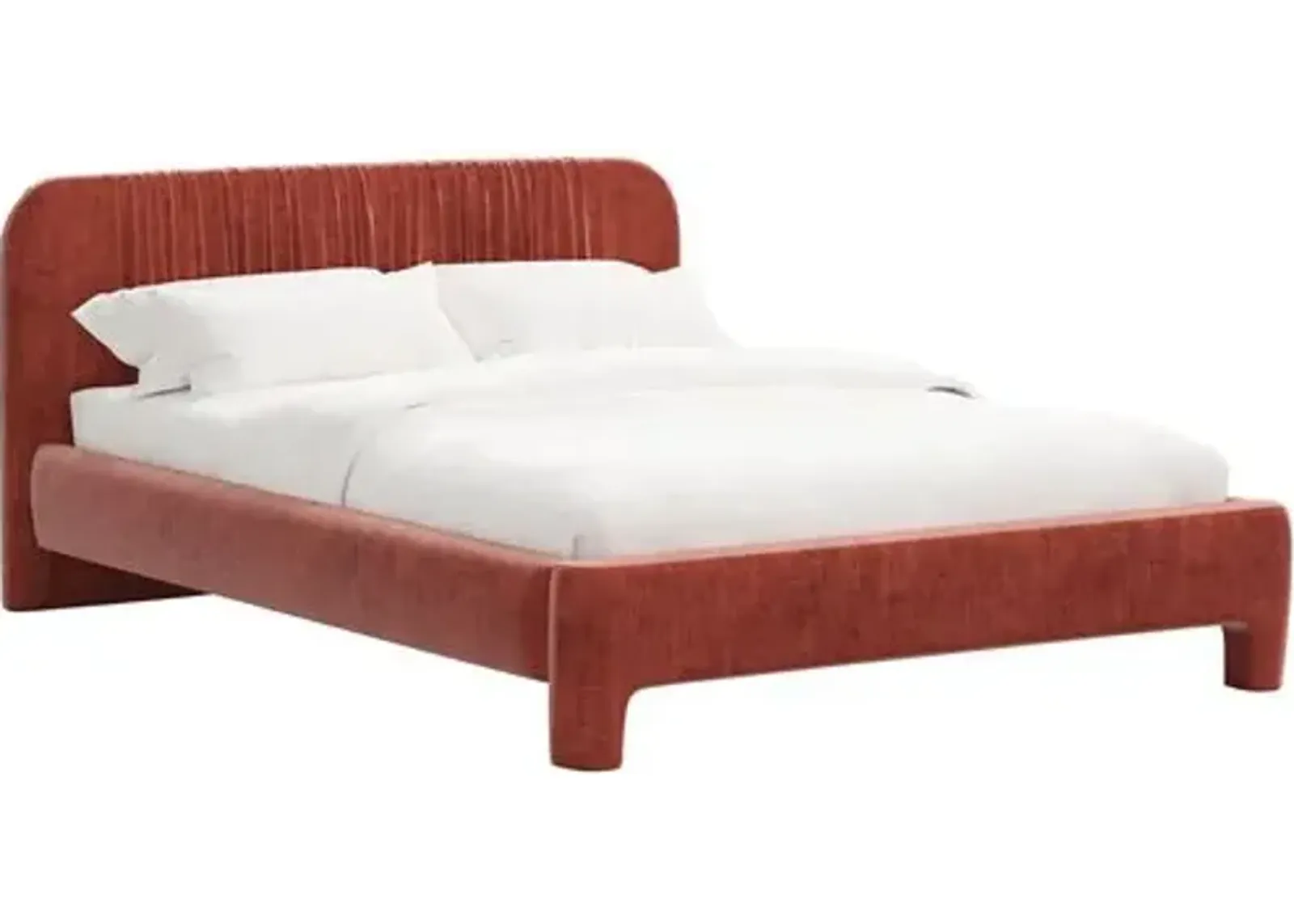 Juniper Platform Bed - Velvet - Red, Upholstered, Comfortable & Durable