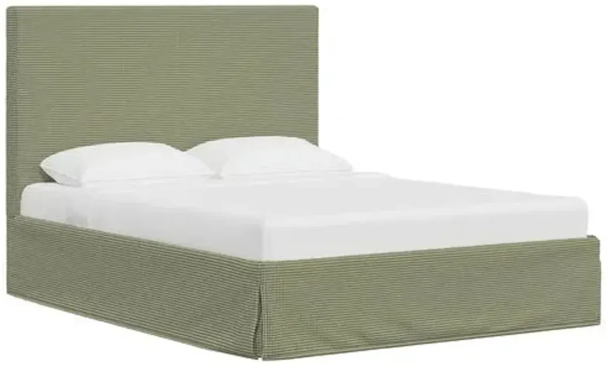 Juliet Slipcover Bed - Houndstooth Avocado - Handcrafted - Green