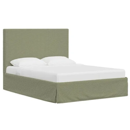 Juliet Slipcover Bed - Houndstooth Avocado - Handcrafted - Green