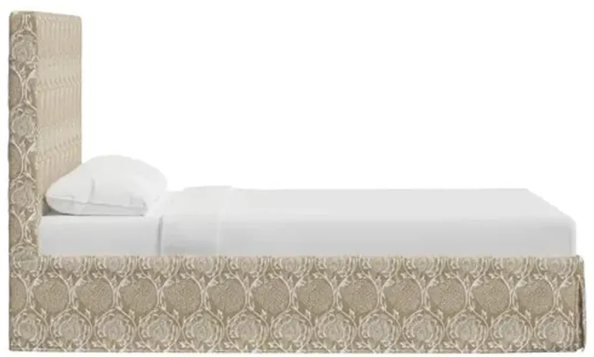 Juliet Slipcover Bed - Ranjit Floral - Handcrafted - Beige