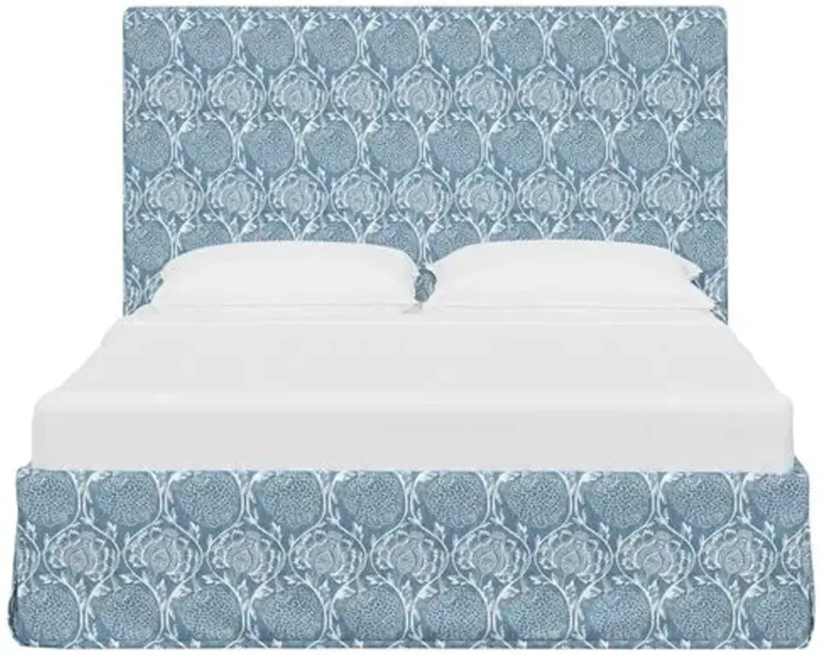 Juliet Slipcover Bed - Ranjit Floral - Handcrafted - Blue