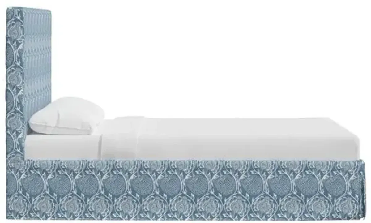 Juliet Slipcover Bed - Ranjit Floral - Handcrafted - Blue