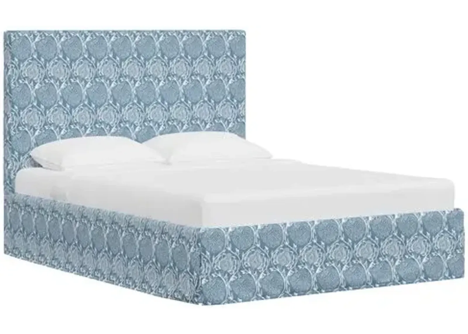 Juliet Slipcover Bed - Ranjit Floral - Handcrafted - Blue