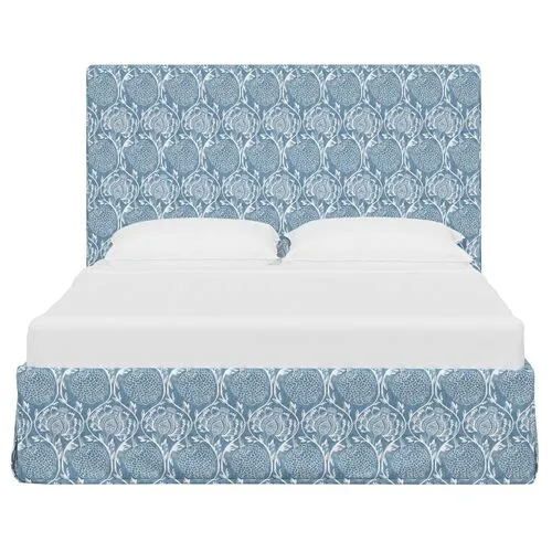 Juliet Slipcover Bed - Ranjit Floral - Handcrafted - Blue